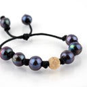 Dark Gray Pearls with large Gold Stardust