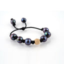 Dark Gray Pearls with large Gold Stardust