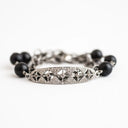 Diamond Bar with Black Onyx and Oxidized Chain