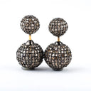 Double Pave Diamond Ball Earrings