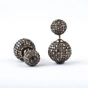Double Pave Diamond Ball Earrings