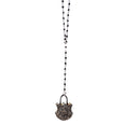 Double Sided Diamond Padlock on Black Spinell Link Chain