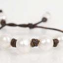 Four Fresh Water Pearls on Chocolate Brown Leather Cord