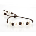 Four Fresh Water Pearls on Chocolate Brown Leather Cord