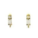 Gold Baguette Shape Earrings with 3 Chains and Pave Drops