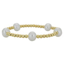 Gold Beaded Stacking Bracelet with Pearls