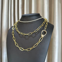 Gold Oval Chain with Gold Pave Diamond Lobster Clasp. Can be worn long or doubled.