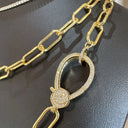 Gold Oval Chain with Gold Pave Diamond Lobster Clasp. Can be worn long or doubled.