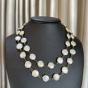 Gold Coin Pearls on Gold Chain. Can be worn long or doubled.