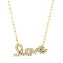 Gold CZ Love Script on Gold Chain