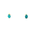 Gold Enamel Hamsa Studs (Turquoise x 3, Pink x 2, Navy