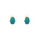 Gold Enamel Hamsa Studs (Turquoise x 3, Pink x 2, Navy