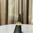 Gold heart Shaped Ring with Pave Diamonds