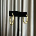Silver Oval Pave Hoop Earrings with Locks
