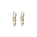 Gold Pave Huggies with Hanging Chains