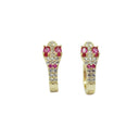 Gold Pave Snake Huggies with Ruby Eyes