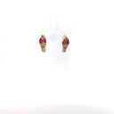 Gold Pave Snake Huggies with Ruby Eyes