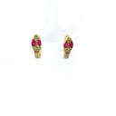 Gold Pave Snake Huggies with Ruby Eyes