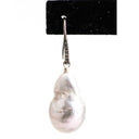 Gray Baroque Pearl with Gold Diamond Ear Wires
