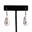 Gray Baroque Pearl with Gold Diamond Ear Wires