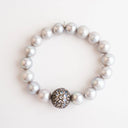 Gray Pearl Stretch with Moonstone and Diamond bead