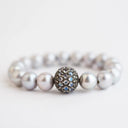Gray Pearl Stretch with Moonstone and Diamond bead