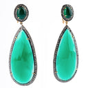 Green Onyx and Diamond Pear Earrings