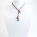 Half Braided Leather with 2 Tahitian Pearls and Pave Diamond Ball