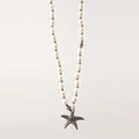 Ivory Beads with Pave Diamond Starfish