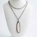 Ivory & Diamond Feather on Moonstone Chain
