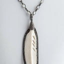 Ivory & Diamond Feather on Moonstone Chain