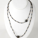 Labradorite and Hematite Necklace with 2 Tahitian Pearls