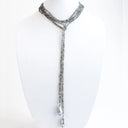 Labradorite Lariat Chain with hanging Baroque Pearls