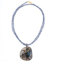Large Agate and Diamond Pendant on Iolite