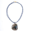 Large Agate and Diamond Pendant on Iolite
