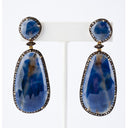 Large Oval Sapphire and Diamond Earrings