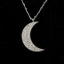 Large Pave Diamond Moon on Black Spinell Chain