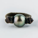 Leather Ring with Tahitian Pearl