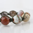Macramé Fired Agate with Gold Pavé Crystal