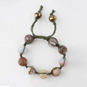 Macramé Fired Agate with Gold Pavé Crystal