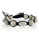 Macramé Labradorite with Oval Silver Pavé Crystal