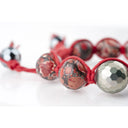 MacrameRed Coral & Silver Tibetan Bracelet