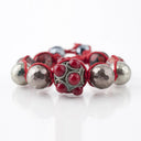 MacrameRed Coral & Silver Tibetan Bracelet