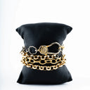 Multi Gold Link Chain with Gold Diamond Lobster