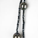 Mystic Blue Spinel Necklace with 4 15mm Tahitian Pearls