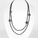 Mystic Blue Spinel Necklace with 4 15mm Tahitian Pearls