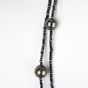 Mystic Blue Spinel Necklace with 4 15mm Tahitian Pearls