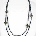 Mystic Blue Spinel Necklace with 4 15mm Tahitian Pearls