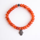Orange Agate roundels with Diamond Hamsa Charm