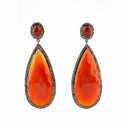 Orange Onyx and Diamond Pear shape Earrings